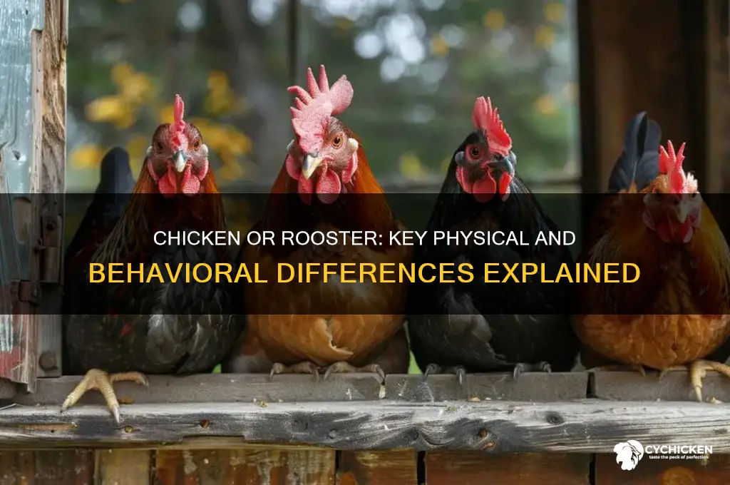 how to tell difference between chicken and rooster