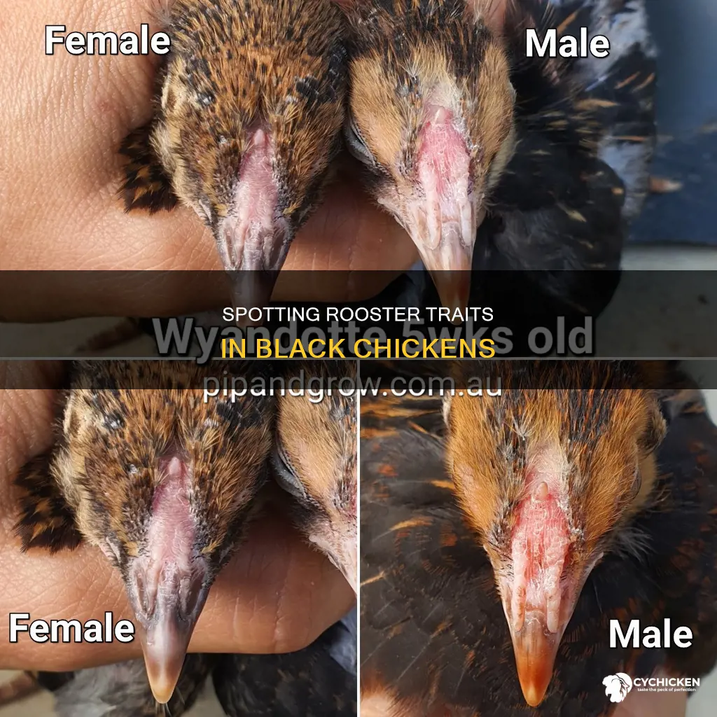how to tell if black chicken is a rooster