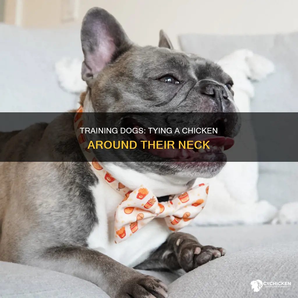 how to tie a chicken around a dogs neck