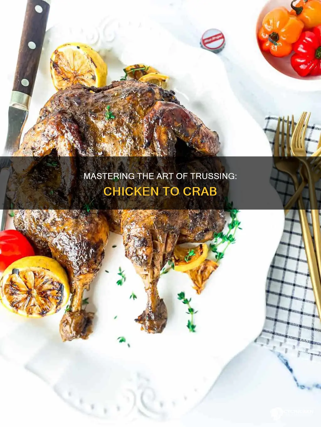 how to tie string properly around chicken to crab