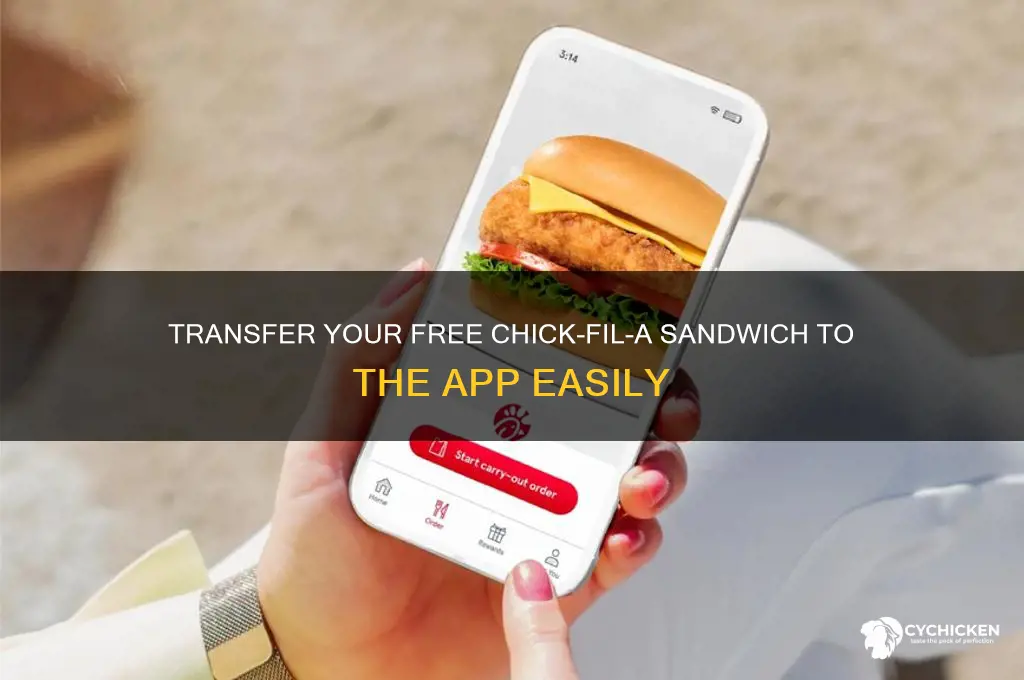 how to transfer free chick fil a sandwich to app