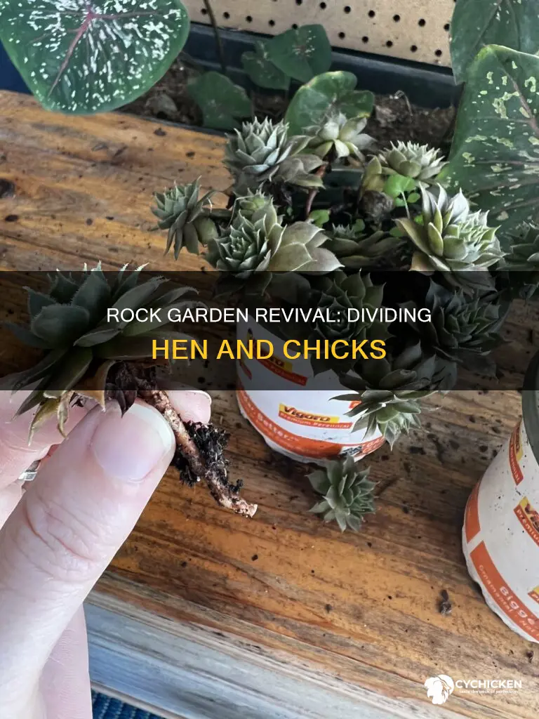 how todevide hen and chicks in a rock garden