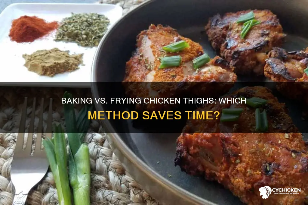 is baking or frying chicken thighs faster