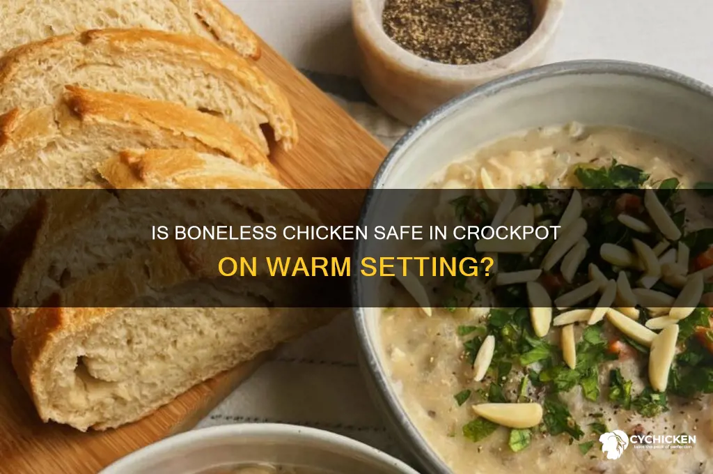 is boneless chicken safe in crockpot on warm