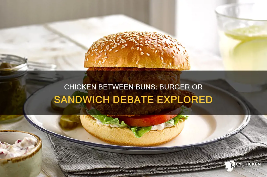 is chicken between buns a burger or sandwich