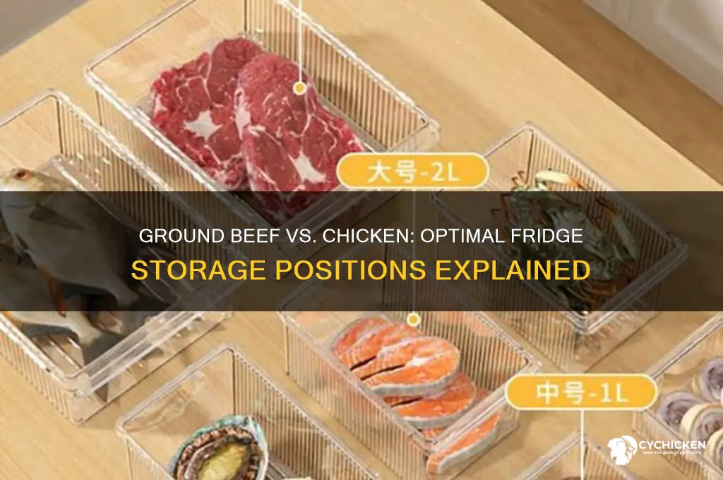 is ground beef stored above or below chicken