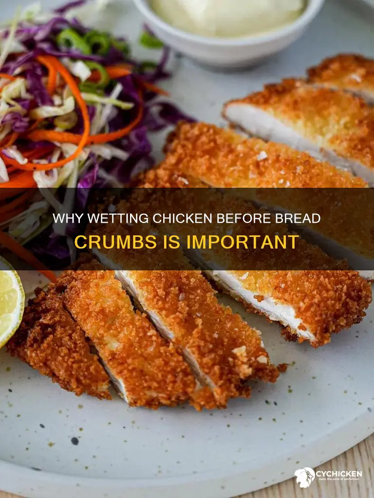 is it to ok to wet chicken before bread crumbs
