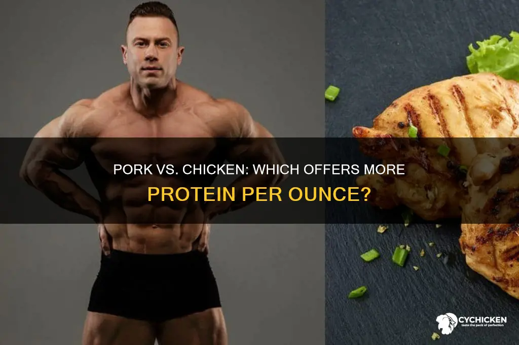 is pork more protien that chicken per oz