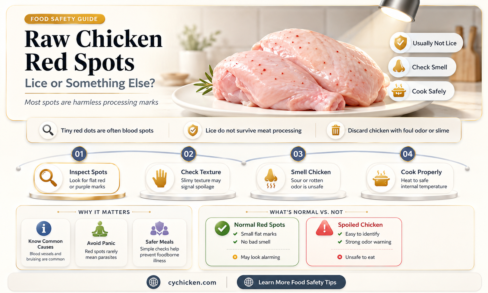 are the red spots on raw chicken from lice