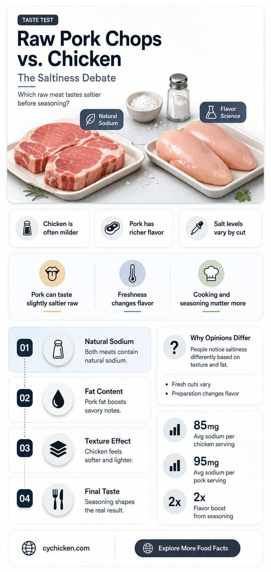 are raw pork chops saltier than chicken