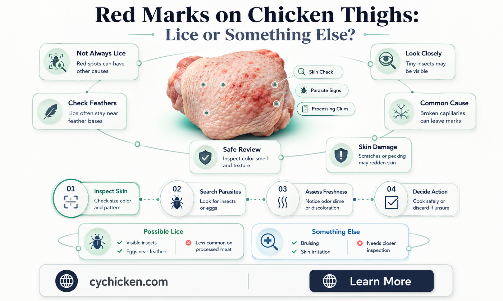are red marks on chicken thighs from lice