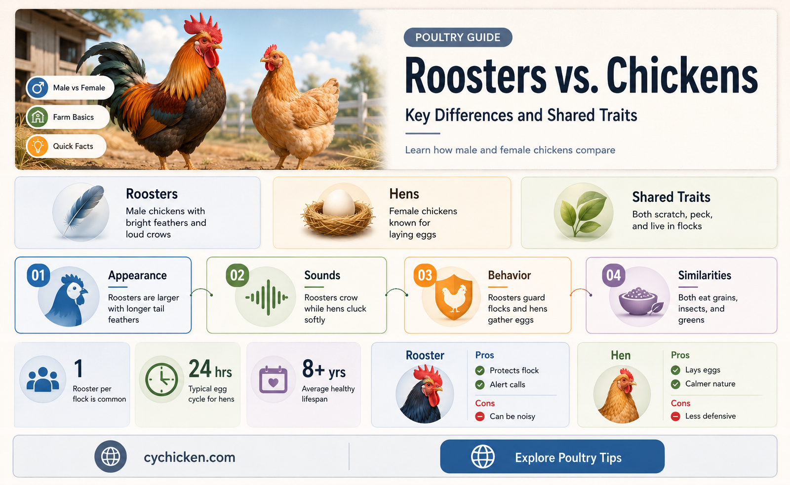 are roosters and chickens the same thing
