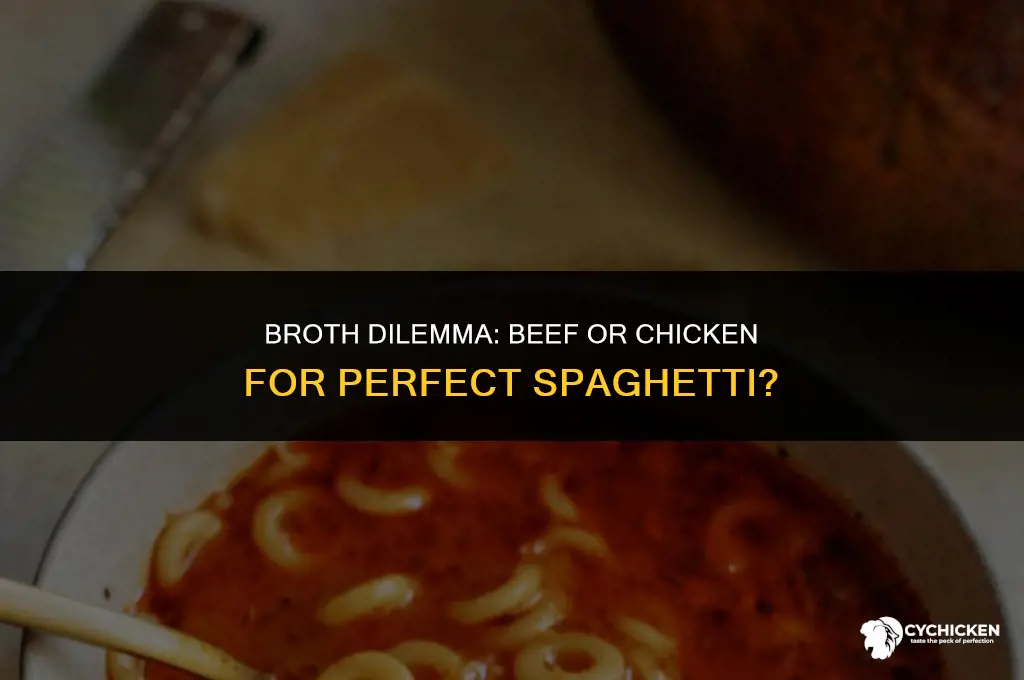should i mix beef broth or chicken broth to speghtii