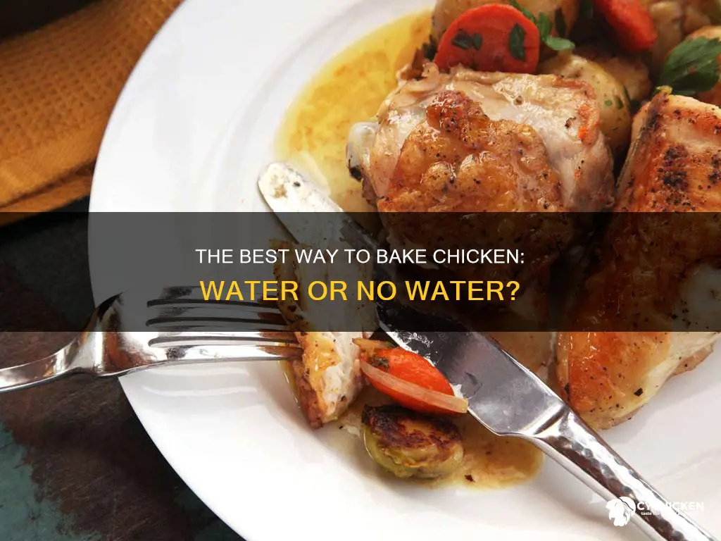 should i put water in the pan when baking chicken