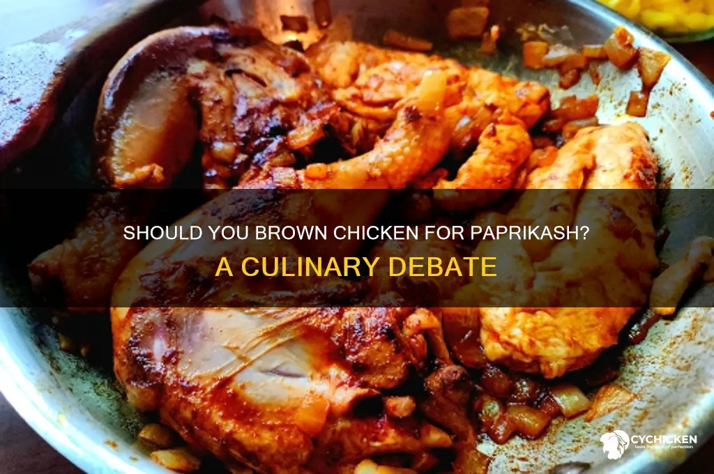 should the chicken for chicken paprikash be browned