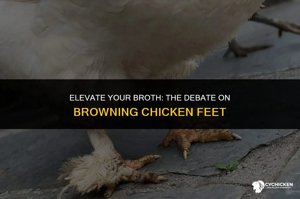 should you brown chicke feet for broth