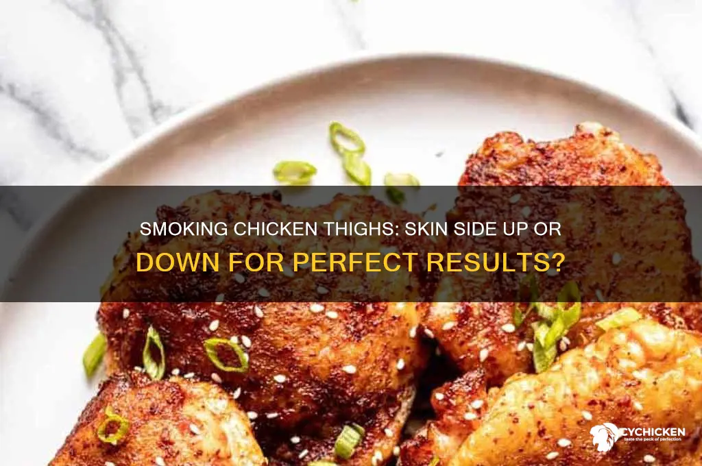 should you smoke chicken thigh skin side up or down