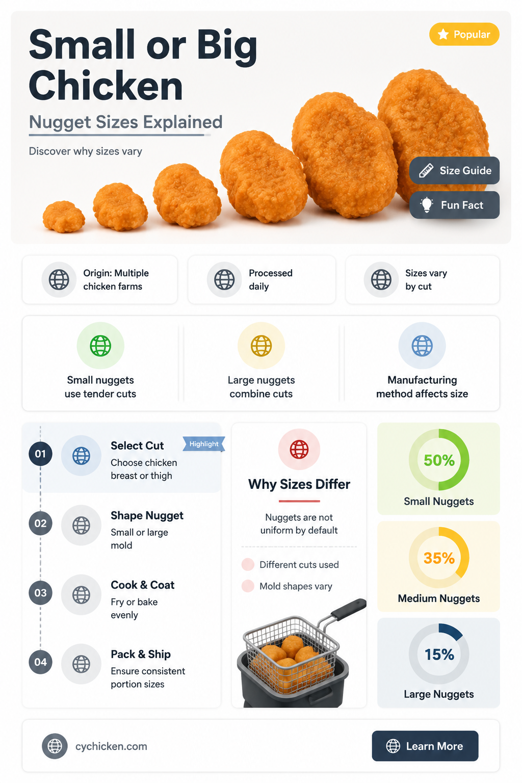 are nuggets made with small or big chicken