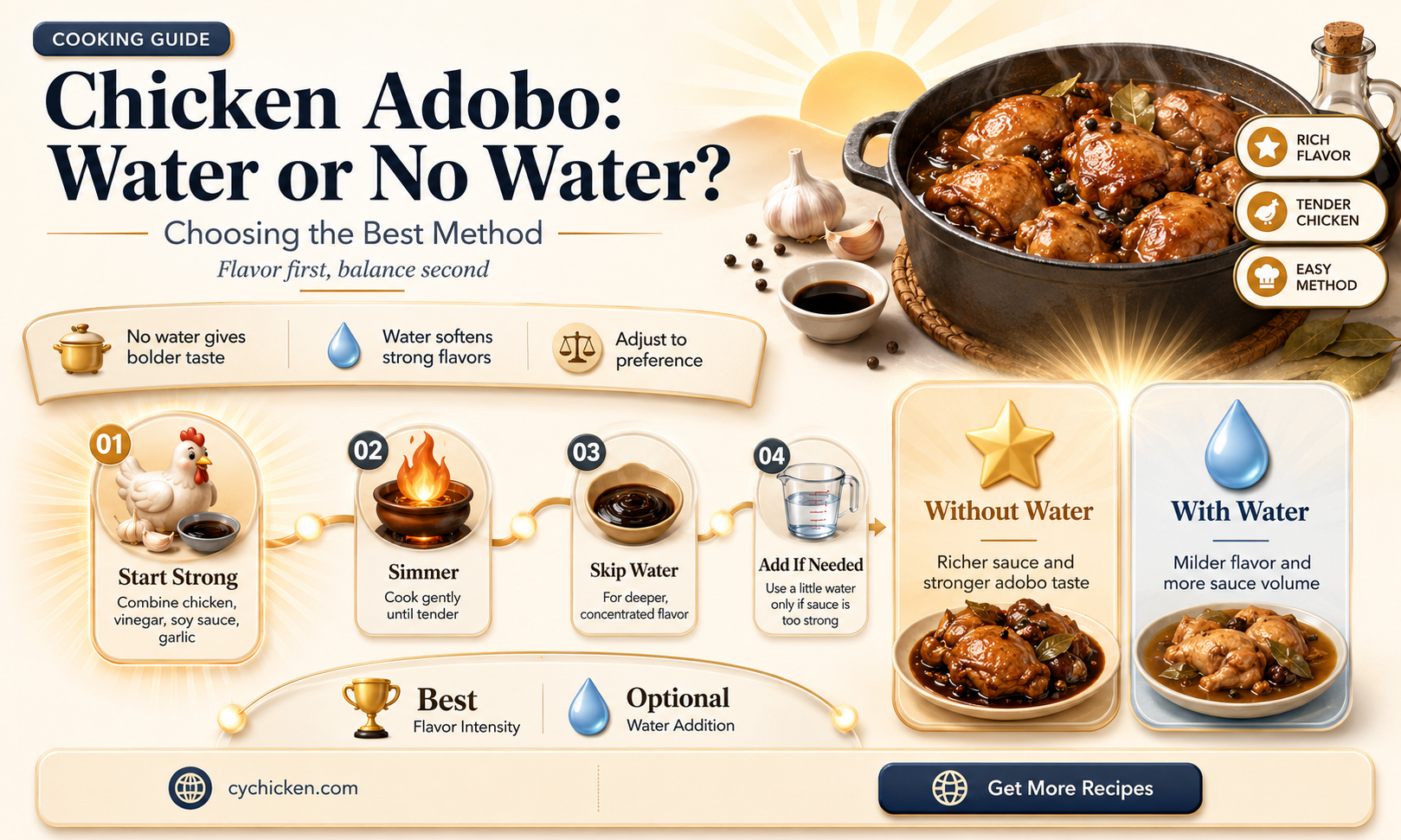 are we supposed to add water to chicken adobo