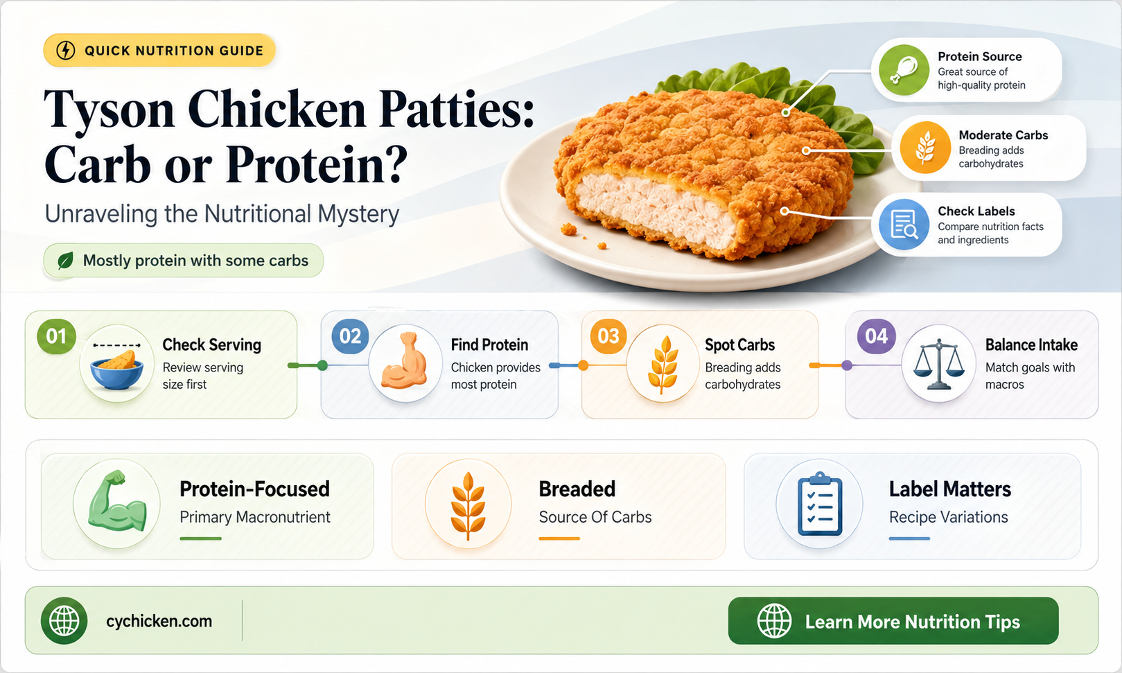 are tyson chicken patties a carb or protein