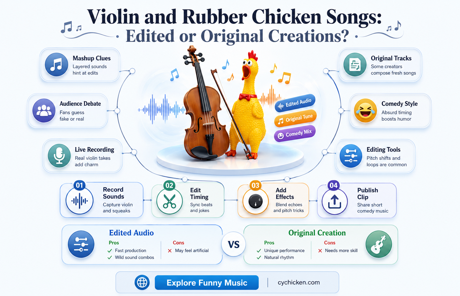 are the violin and rubber chicken songs edited