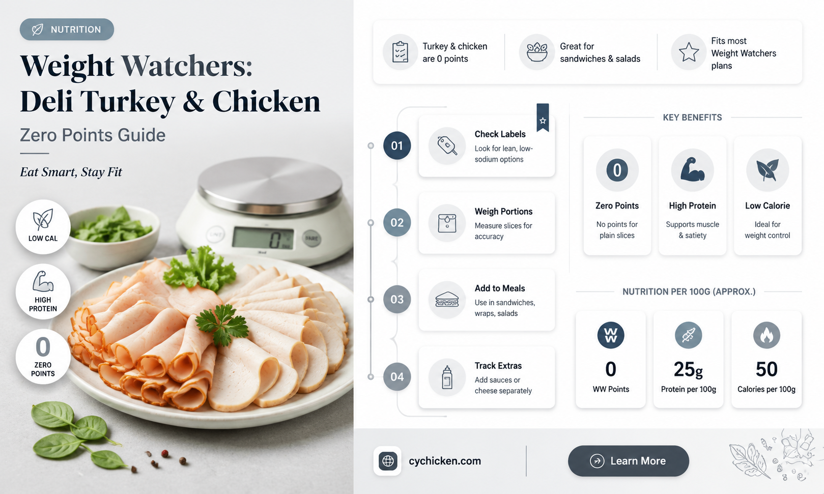are deli turkey and chicken zero points on weight watchers