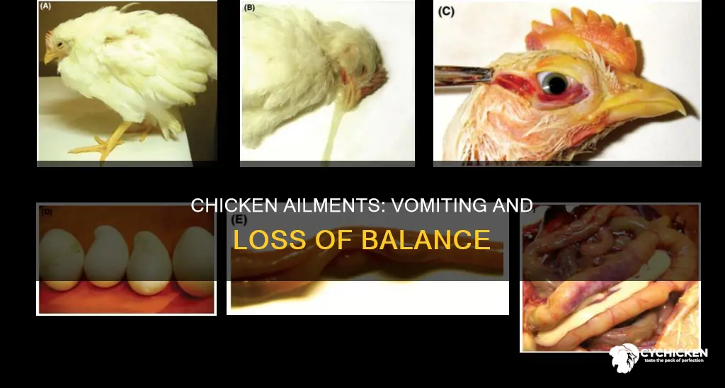 what causes a chicken to vomit and lose balance