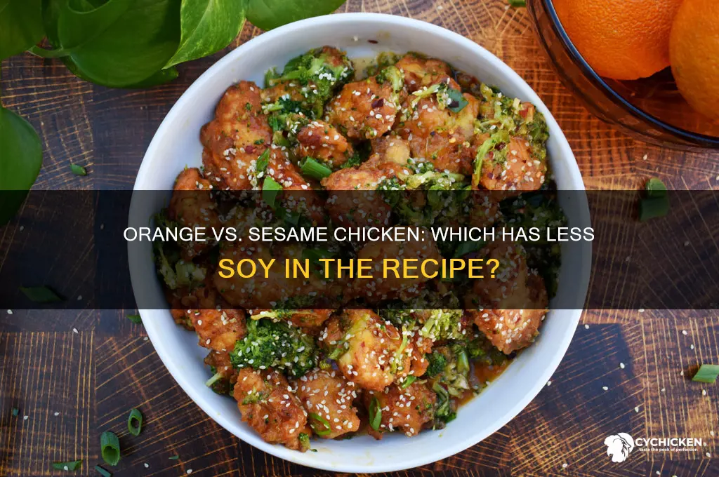 what has less soy orange or sesame chicken
