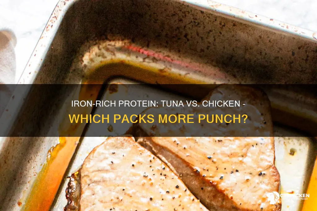 what has more iron tuna or chicken
