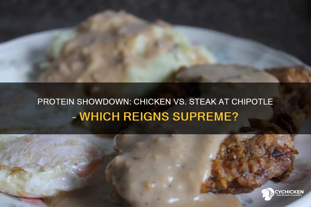 what has more protein chicken or steak chipotle
