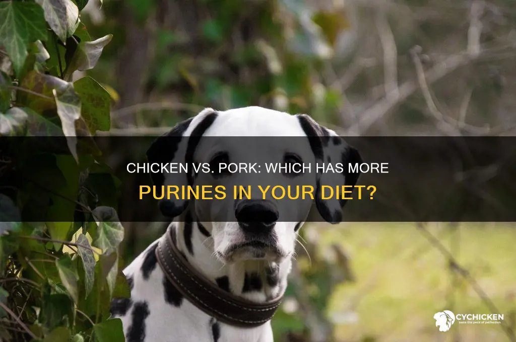 what has more purines chicken or pork