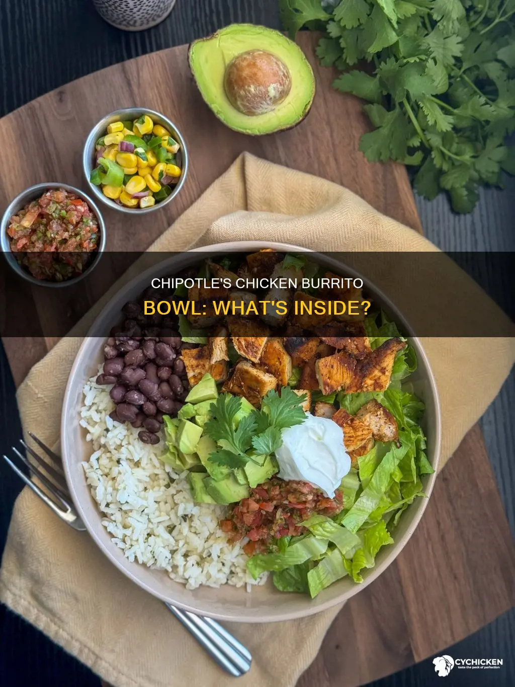 what is in a chicken burrito bowl at chipotle