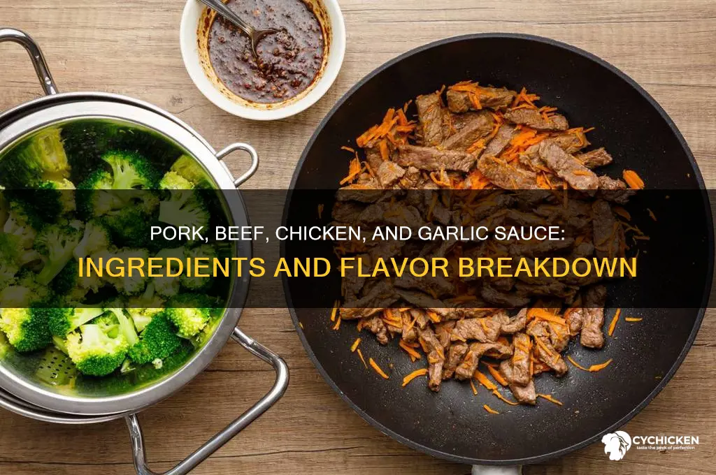 what is in pork beef and chicken with garlic sauce