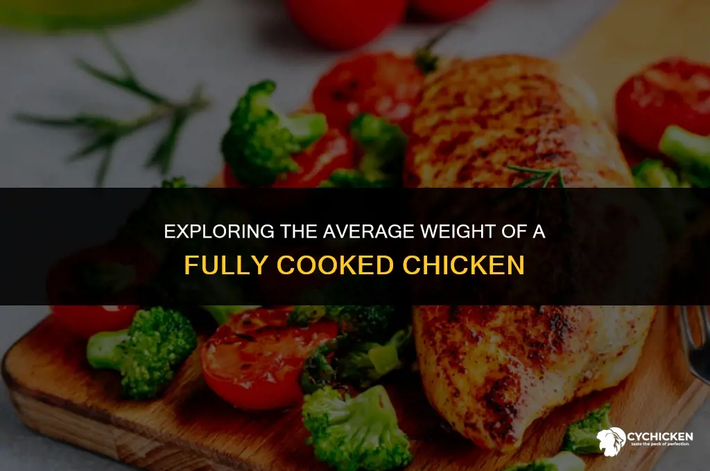 what is the average mass of a whole cooked chicken