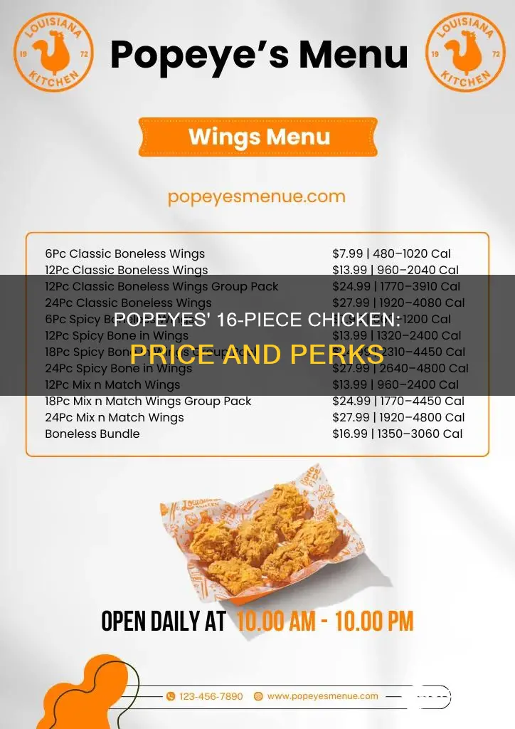 what is the proce for a 16 piece chicken popeyes