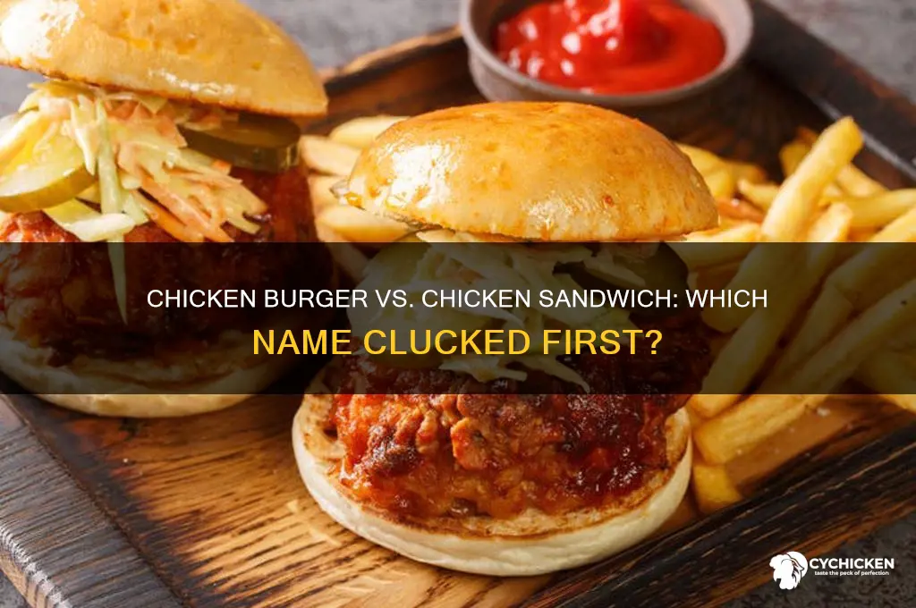 what name came first chicken burger or chicken sandwich