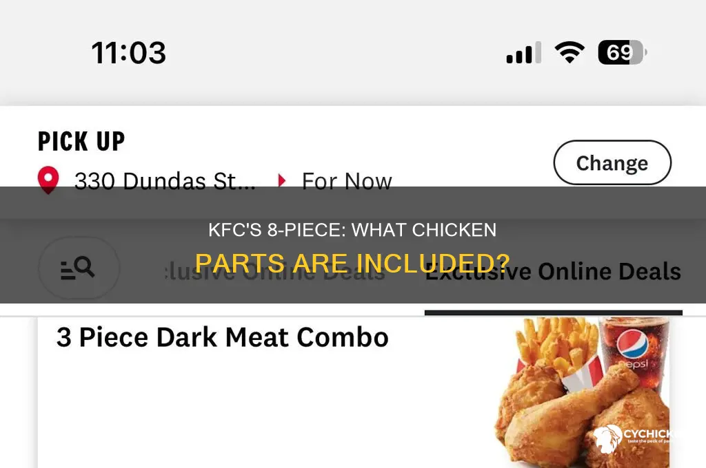 what pieces of chicken are in 8 piece kfc