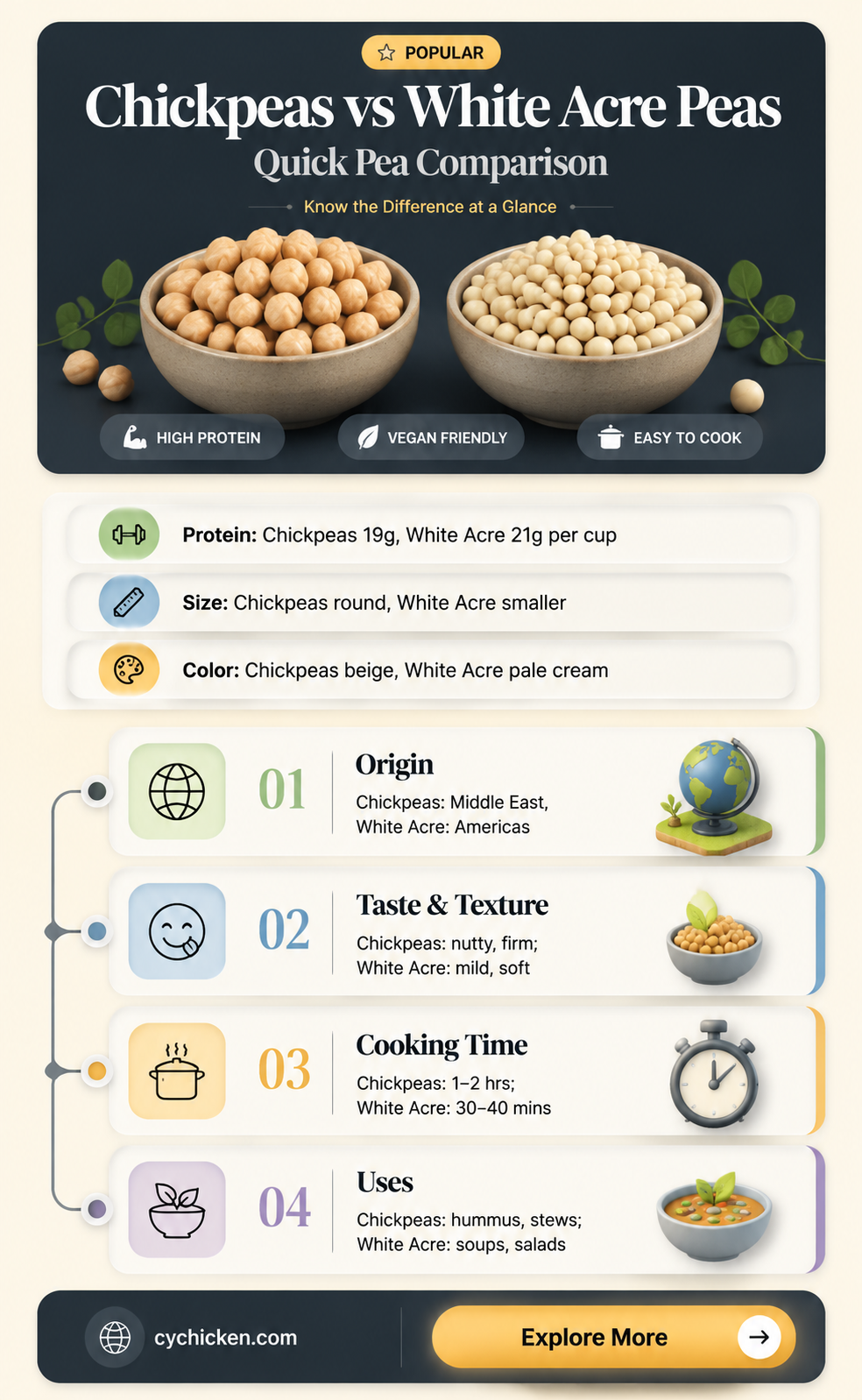 are chick peas and white acre peas same thing
