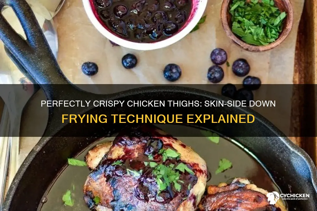 what side down first for frying chicken thighs