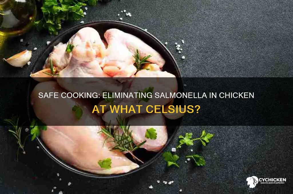 what temperature kills salmonella in chicken celsius