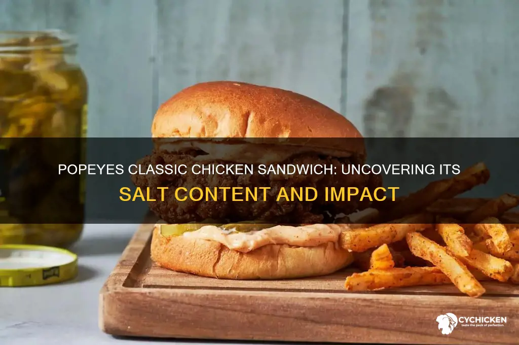 what the salt intake in popeyes classic chicken sandwich