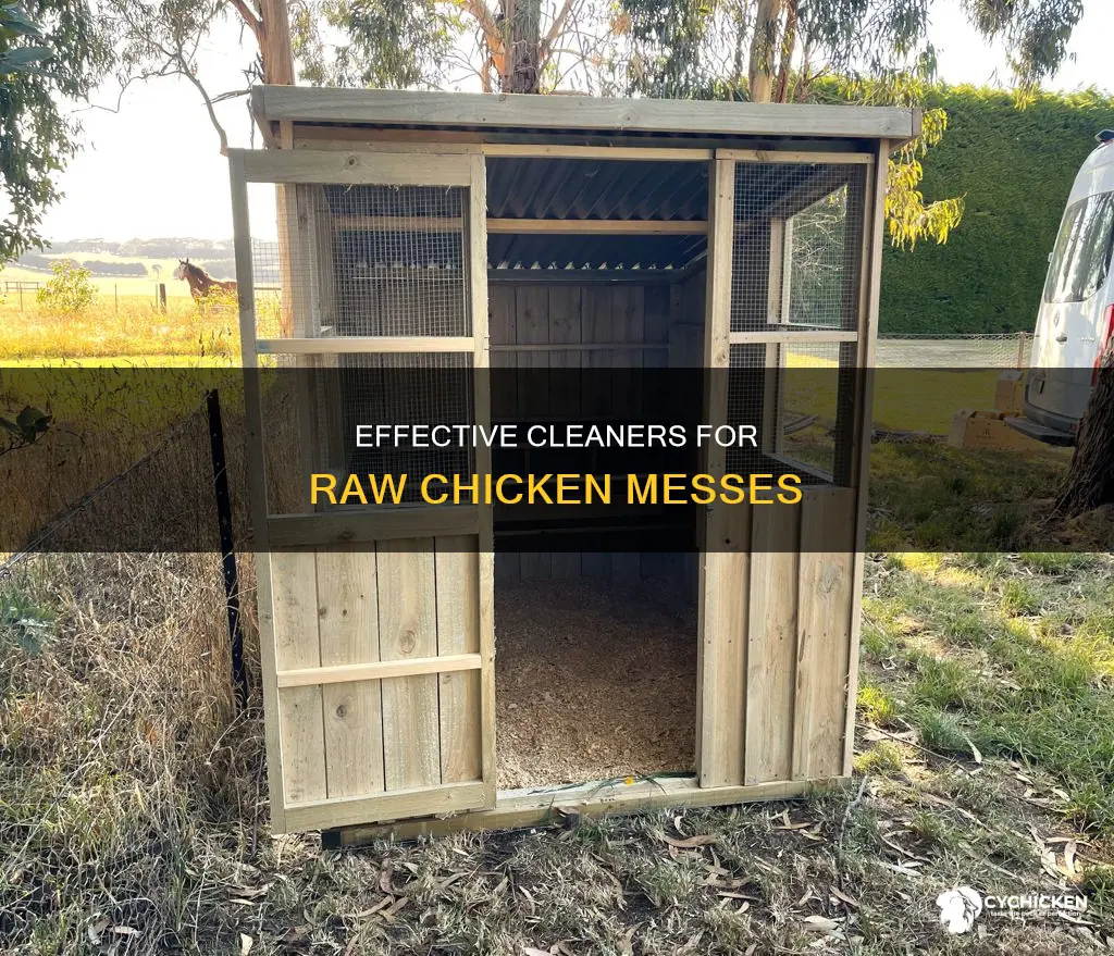 what type of solution for cleaning raw chicken area