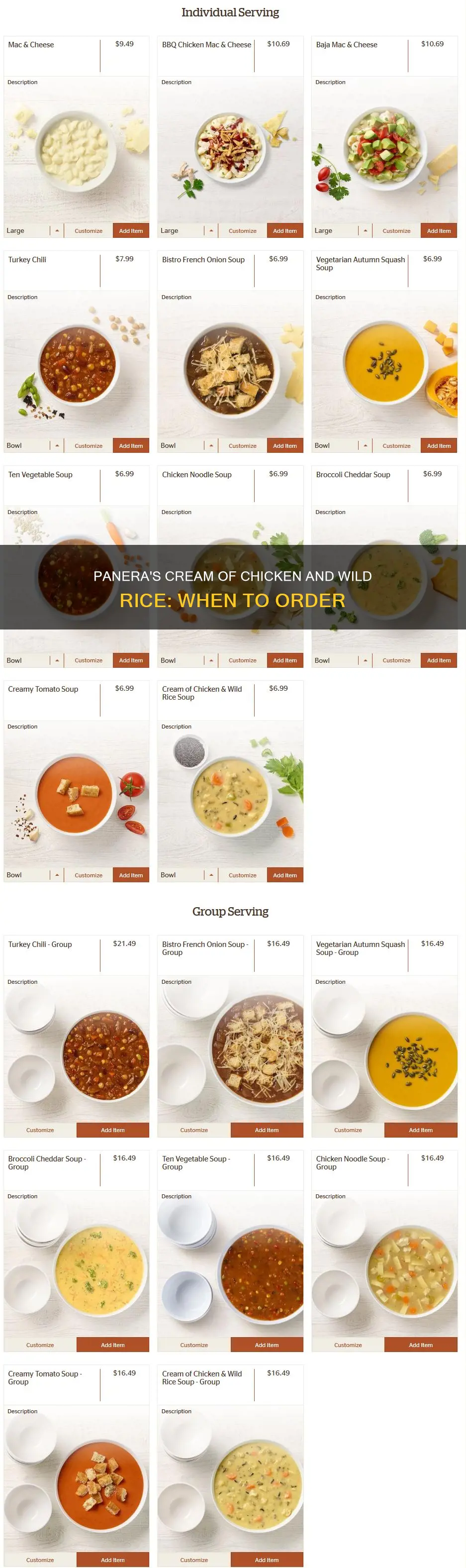 when does panera have cream of chicken and wild rice
