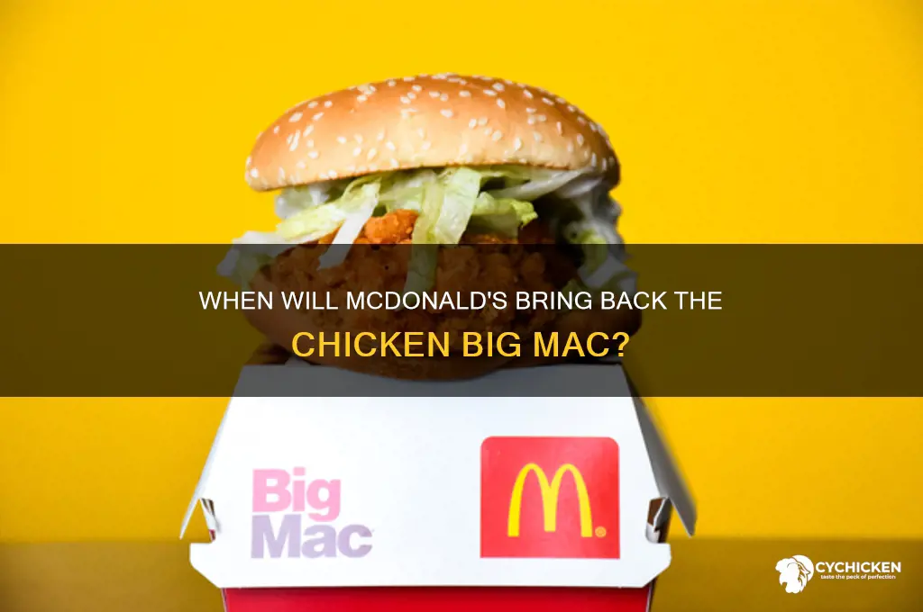when is the chicken big mac coming back