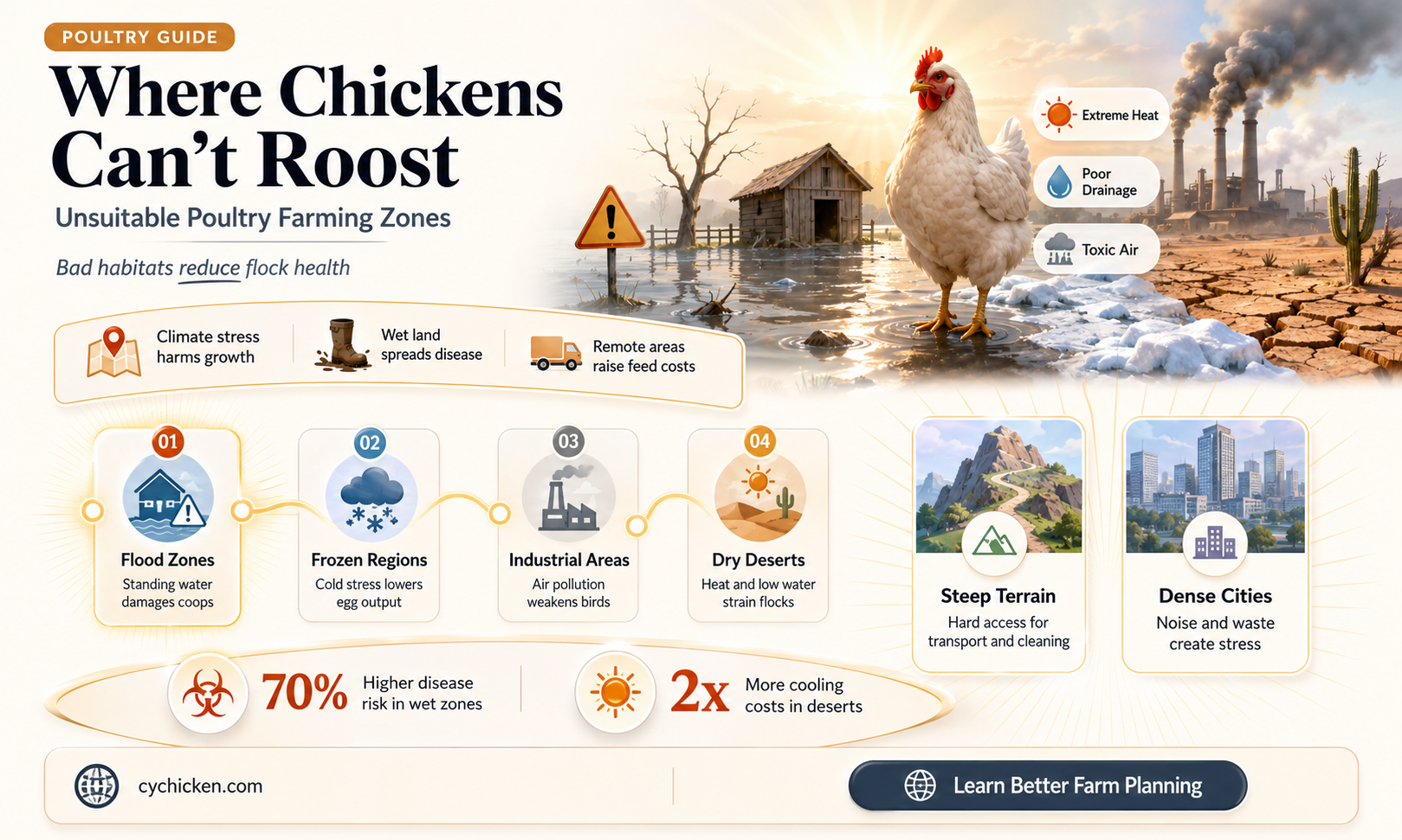 are there places that chicken cannot be reaised