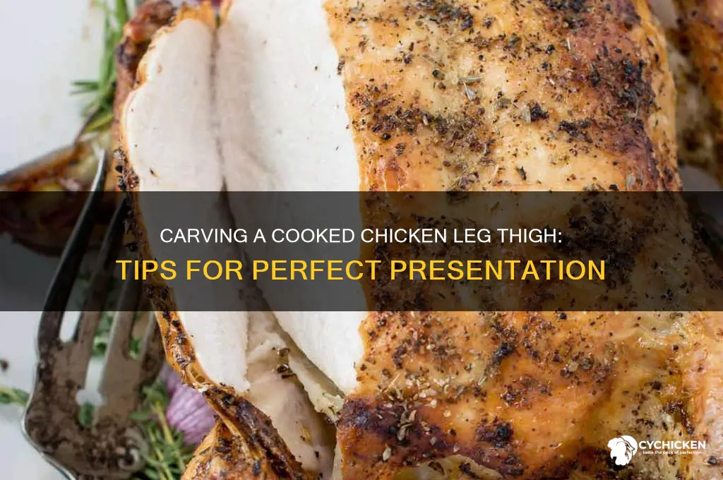 where do you carve a cooked chicken leg thigh