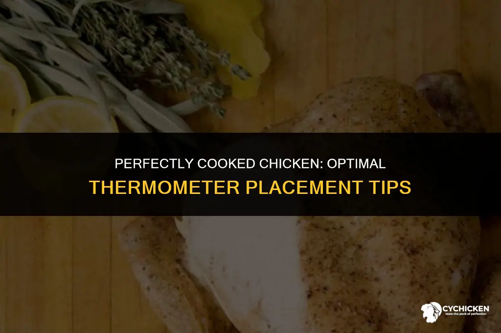 where to place a meat thermoter in a whole chicken