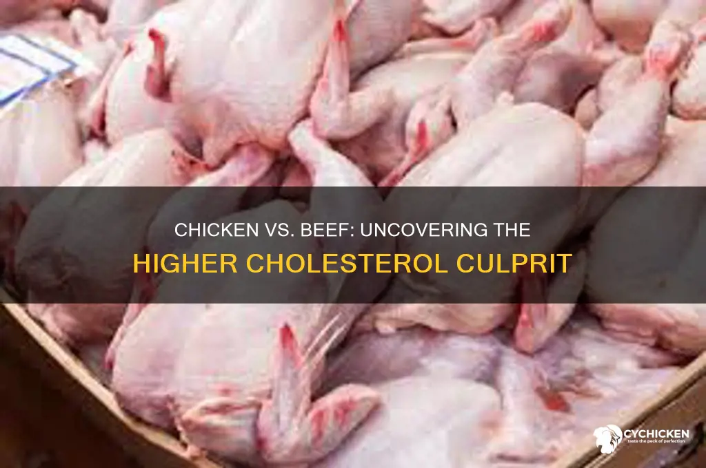 which is higher in cholesterol chicken or beef