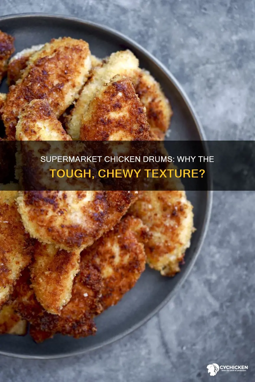 why are some supermarket chicken drums tough and chewy