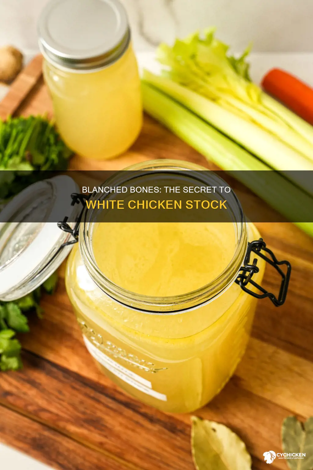 why are the bones blanched when making white chicken stock